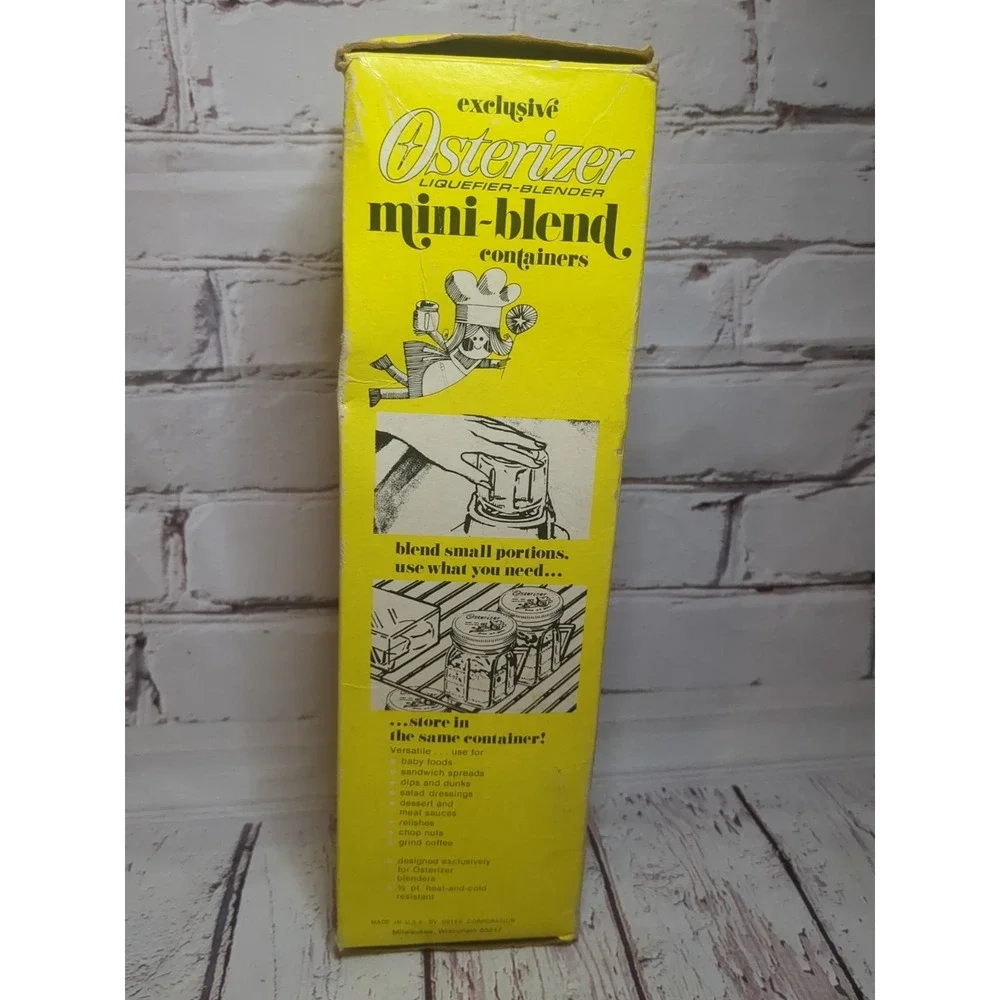 3 New Vintage Osterizer Mini Blend Containers In The Box‎ 1/2 Pint